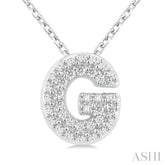 1/10 ctw Initial 'G' Round Cut Diamond Fashion Pendant With Chain in 10K White Gold
